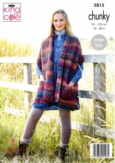 Knitting Pattern - King Cole 5815 - Autumn Chunky - Ladies Shawls